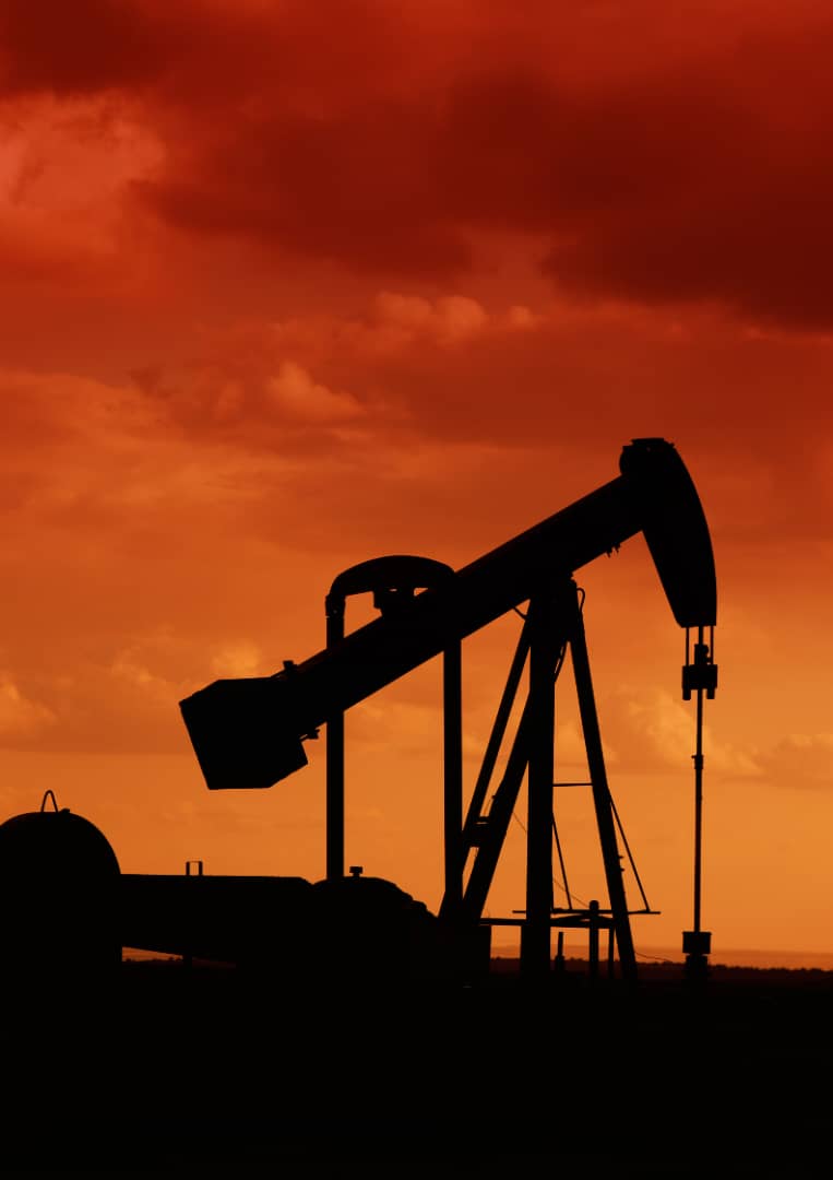 Oil platform at sunset